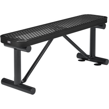 GLOBAL INDUSTRIAL 48L Outdoor Steel Flat Bench, Expanded Metal, Black 695741BK